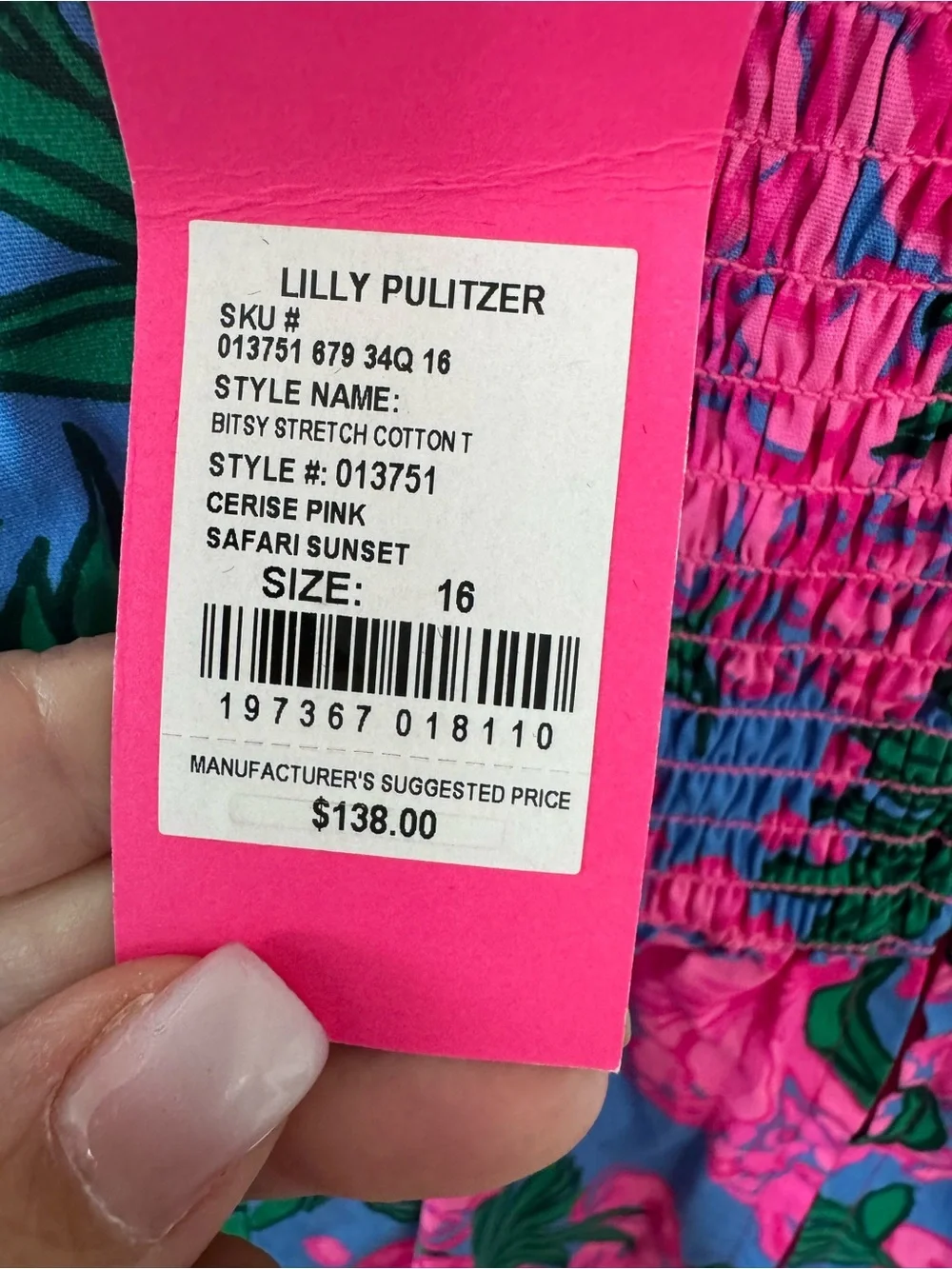 🌺Lilly Pulitzer Bitsy Stretch Cotton Top Cerise Pink Safari Sunset NWT